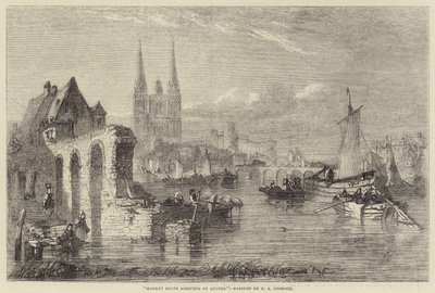 Market Boats arriving at Angers by Edward Angelo Goodall